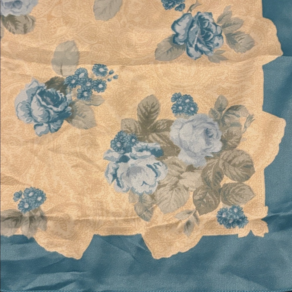 34” square blue rose scarf - Picture 3 of 3